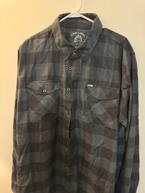 Dixon Flannel Plaid Button-Up Shirt - Gray/Black